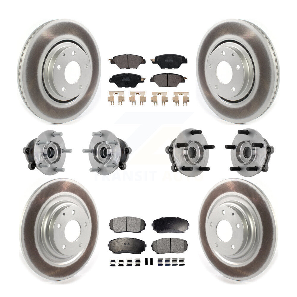 Front Rear Hub Bearing Coated Brake Rotor And Pad Kit (10Pc) For 2016-2023 Mazda CX-9 AWD KBB-133052
