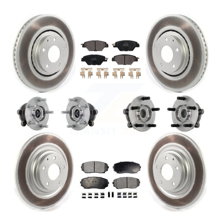Front Rear Hub Bearing Coated Brake Rotor And Pad Kit (10Pc) For 2016-2023 Mazda CX-9 AWD KBB-133052
