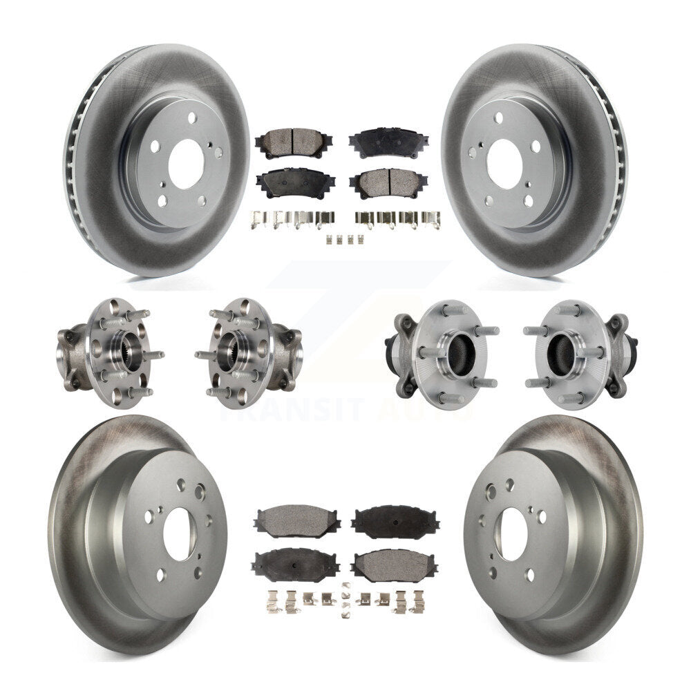 Front Rear Hub Bearing Coated Brake Rotor & Pads Kit (10Pc) For Lexus IS250 Base with RWD KBB-133056