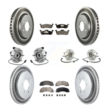 Front Rear Hub Bearing Coated Brake Rotor Pads Kit (10Pc) For Ford Expedition Lincoln 4WD KBB-133064