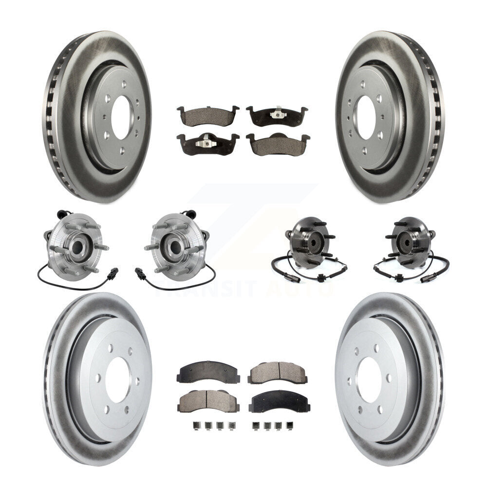 Front Rear Hub Bearing Coated Brake Rotor Pads Kit (10Pc) For Ford Expedition Lincoln RWD KBB-133065