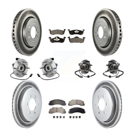 Front Rear Hub Bearing Coated Brake Rotor Pads Kit (10Pc) For Ford Expedition Lincoln RWD KBB-133065