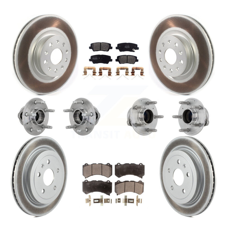 Front Rear Hub Bearings Coated Disc Brake Rotors And Pads Kit (10Pc) For Cadillac CTS KBB-133069