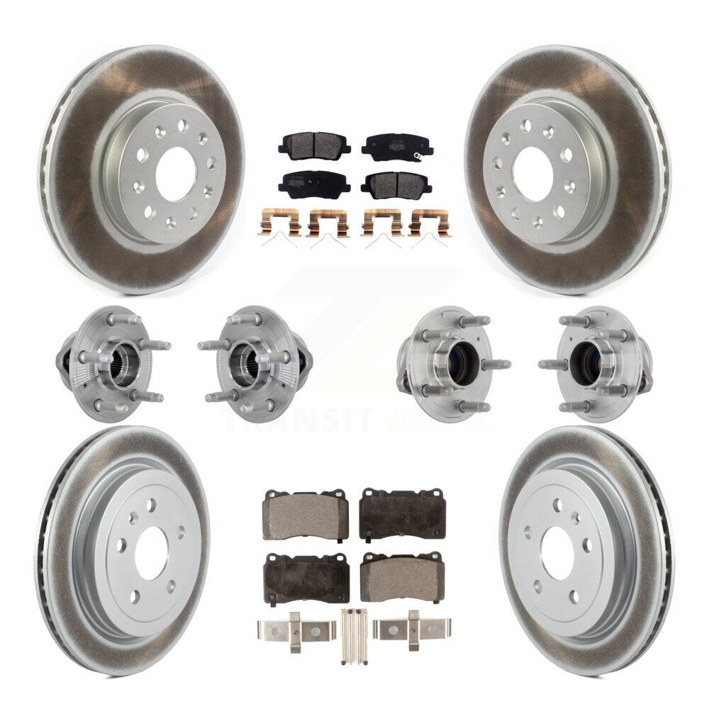 Front Rear Hub Bearings Coated Disc Brake Rotors And Pads Kit (10Pc) For Cadillac CTS KBB-133073