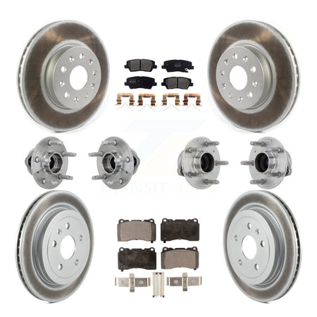 Front Rear Hub Bearings Coated Disc Brake Rotors And Pads Kit (10Pc) For Cadillac CTS KBB-133073