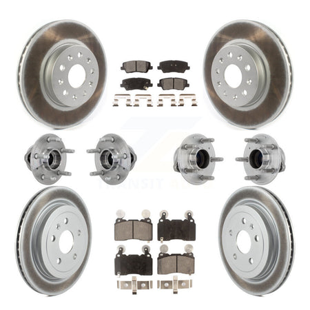 Front Rear Hub Bearings Coated Disc Brake Rotors And Pads Kit (10Pc) For Cadillac CTS KBB-133074