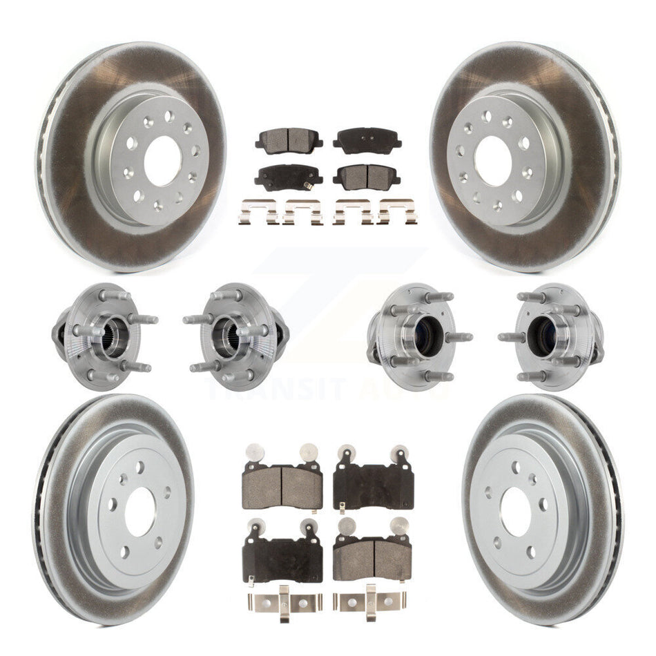 Front Rear Hub Bearings Coated Disc Brake Rotors And Pads Kit (10Pc) For Cadillac CTS KBB-133074