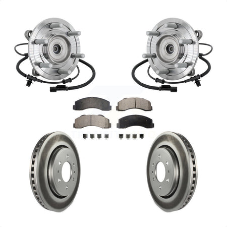 Front Hub Bearing Assembly Coated Brake Rotor Pad Kit For 2017 Ford F-150 Raptor with 4WD KBB-133105