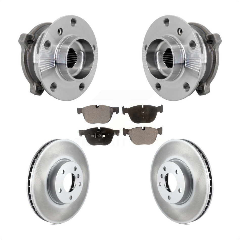 Front Hub Bearing Assembly Coated Brake Rotor And Pad Kit For BMW X5 X6 M12 x 1.25 Thread KBB-133112
