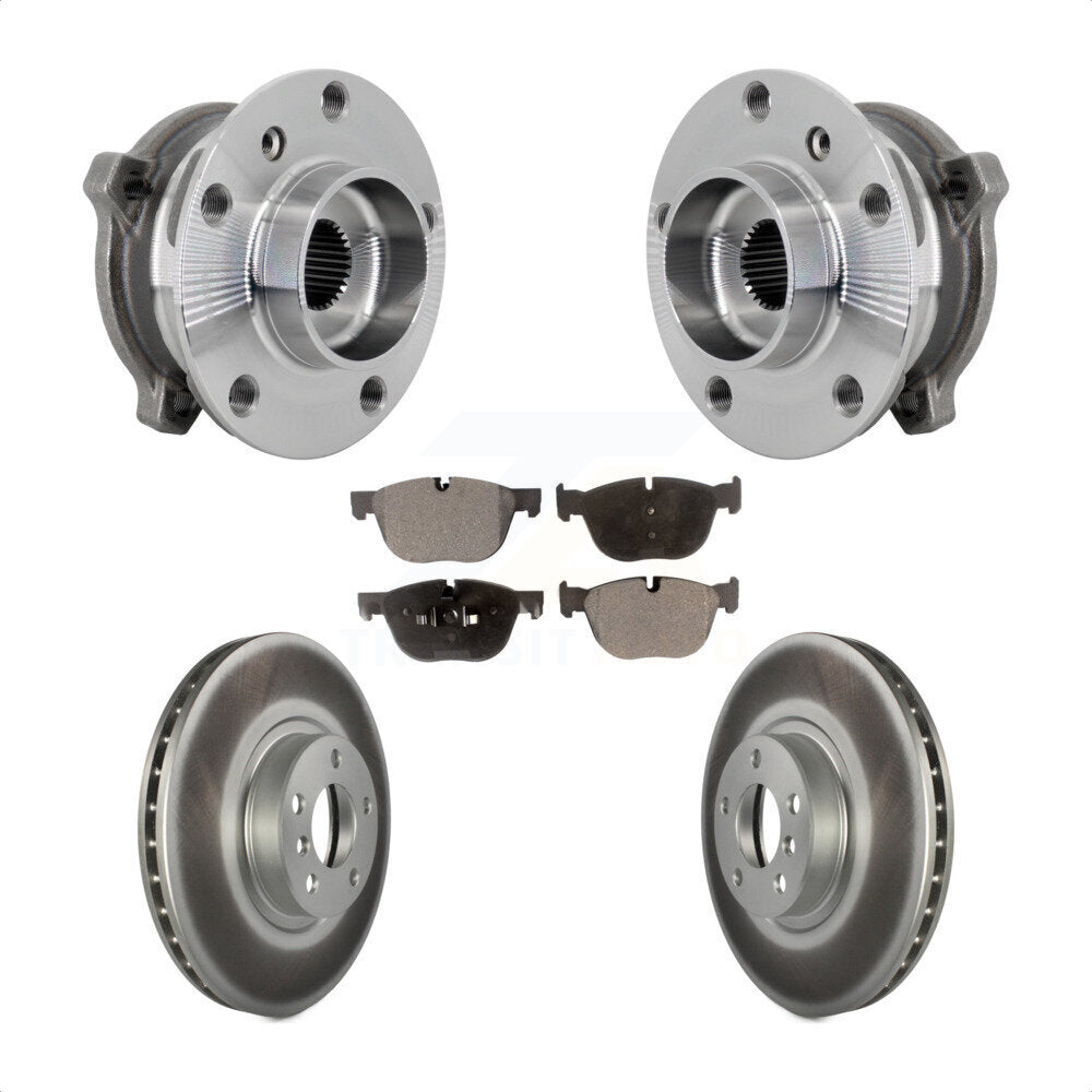 Front Hub Bearing Assembly Coated Brake Rotor And Pad Kit For BMW X5 X6 M12 x 1.25 Thread KBB-133113