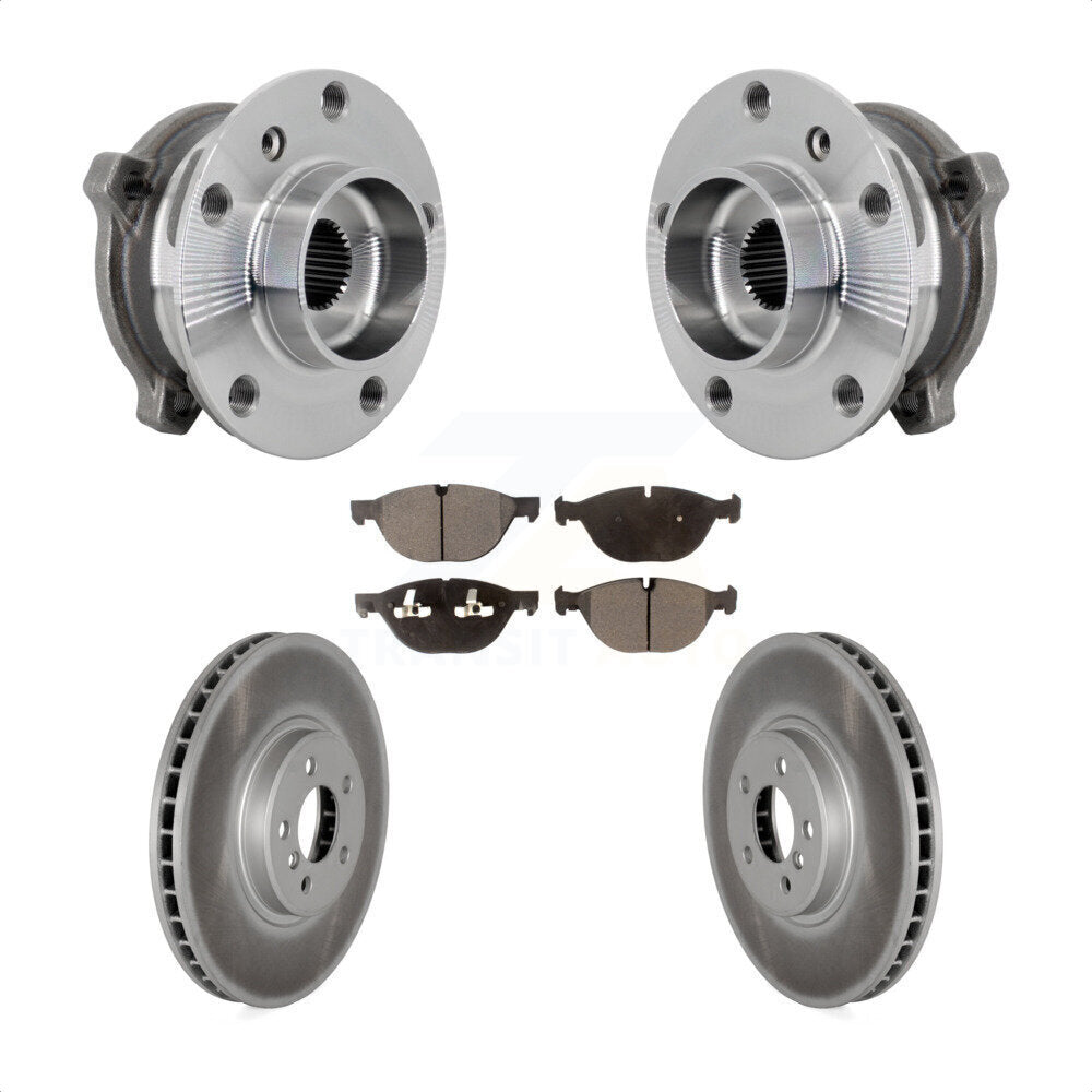 Front Hub Bearing Coated Brake Rotor & Pads Kit For BMW X5 X6 M12 x 1.25 Thread xDrive50i KBB-133114