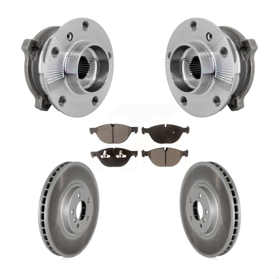 Front Hub Bearing Coated Brake Rotor & Pads Kit For BMW X5 X6 M12 x 1.25 Thread xDrive50i KBB-133114