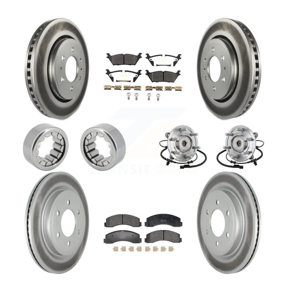 Front Rear Hub Bearing Coated Brake Rotor Pad Shoe Kit (10Pc) For 18-20 Ford F-150 Raptor KBB-133123