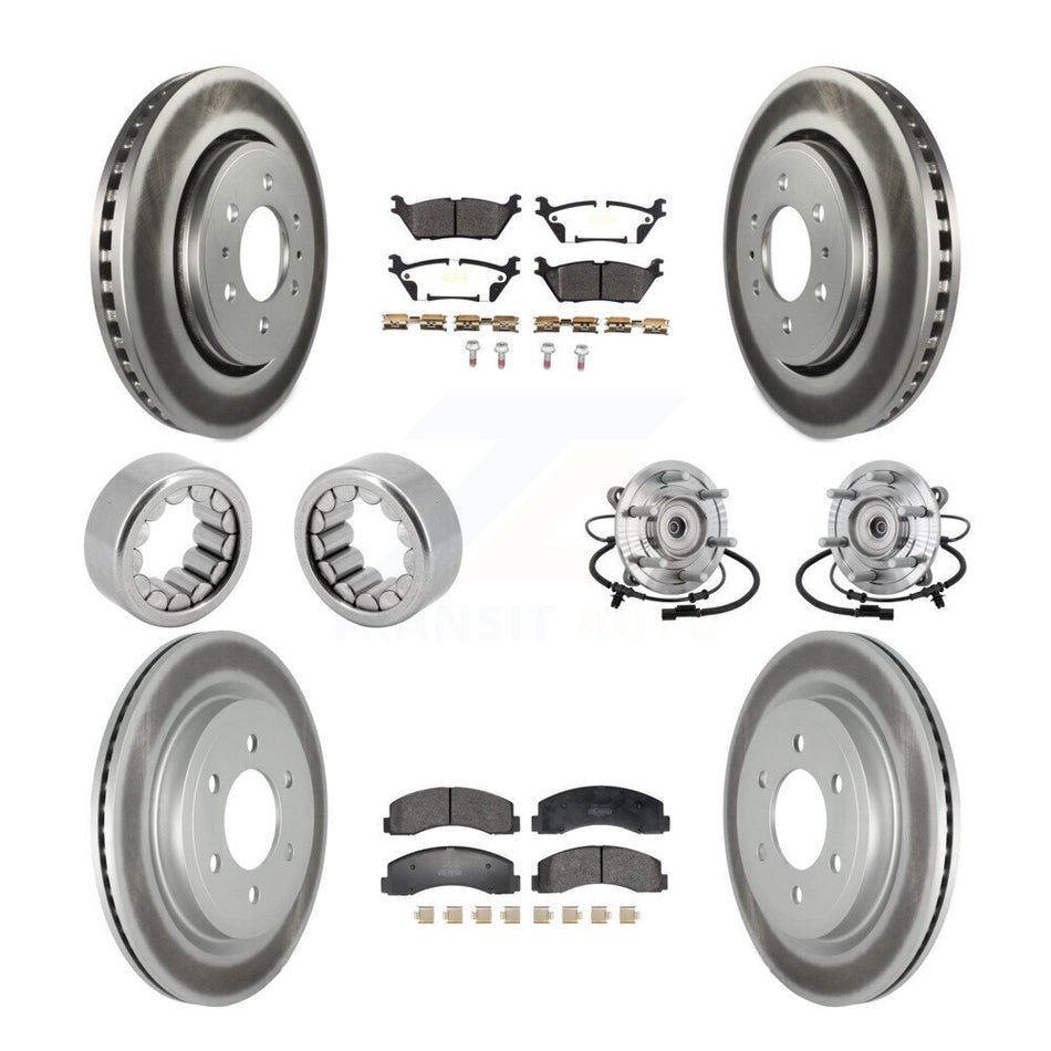 Front Rear Hub Bearing Coated Brake Rotor Pad Shoe Kit (10Pc) For 18-20 Ford F-150 Raptor KBB-133123