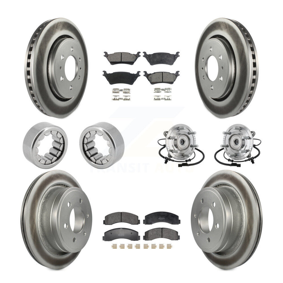 Front Rear Hub Bearing Coated Brake Rotor Pad Shoe Kit (10Pc) For 18-20 Ford F-150 Raptor KBB-133124
