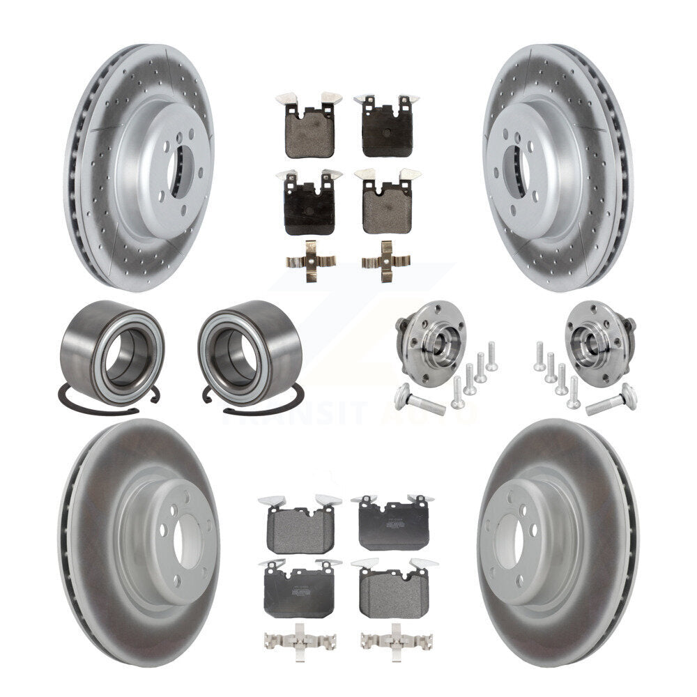 Front Rear Hub Bearing Coated Disc Brake Rotor & Pad Shoe Kit (10Pc) For BMW M240i xDrive KBB-133126
