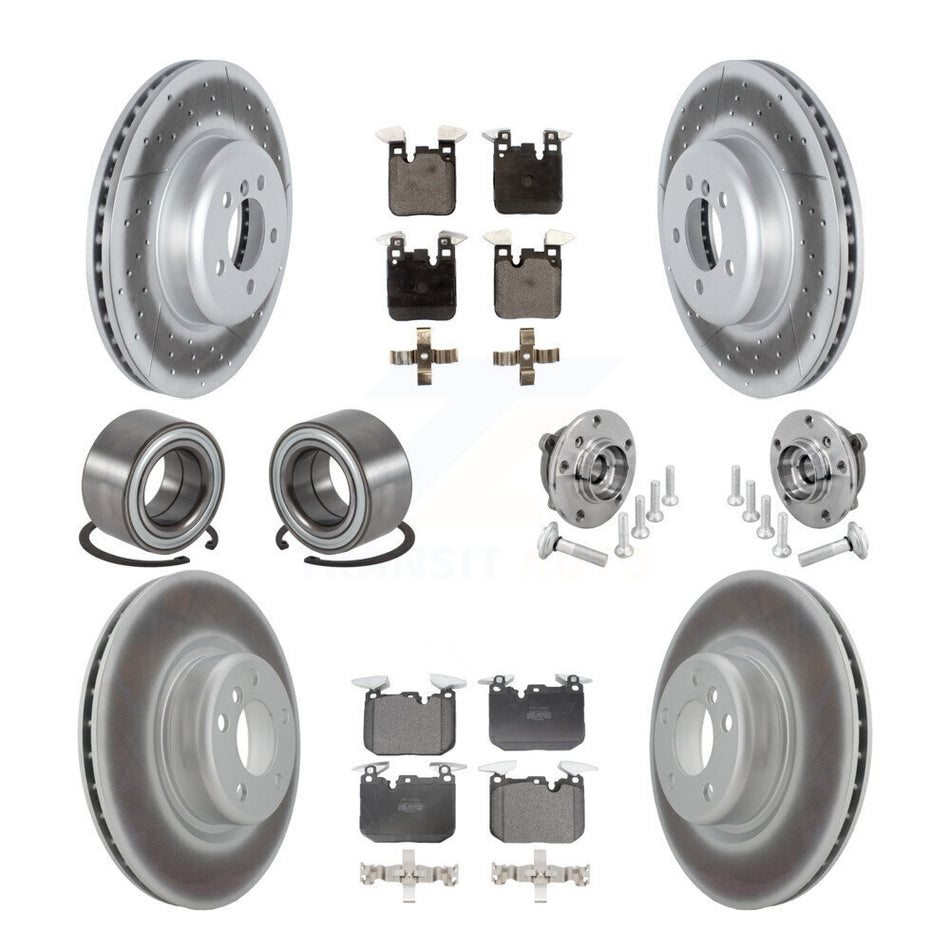 Front Rear Hub Bearing Coated Disc Brake Rotor & Pad Shoe Kit (10Pc) For BMW M240i xDrive KBB-133126