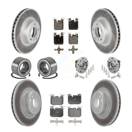 Front Rear Hub Bearing Coated Disc Brake Rotor & Pad Shoe Kit (10Pc) For BMW M240i xDrive KBB-133127