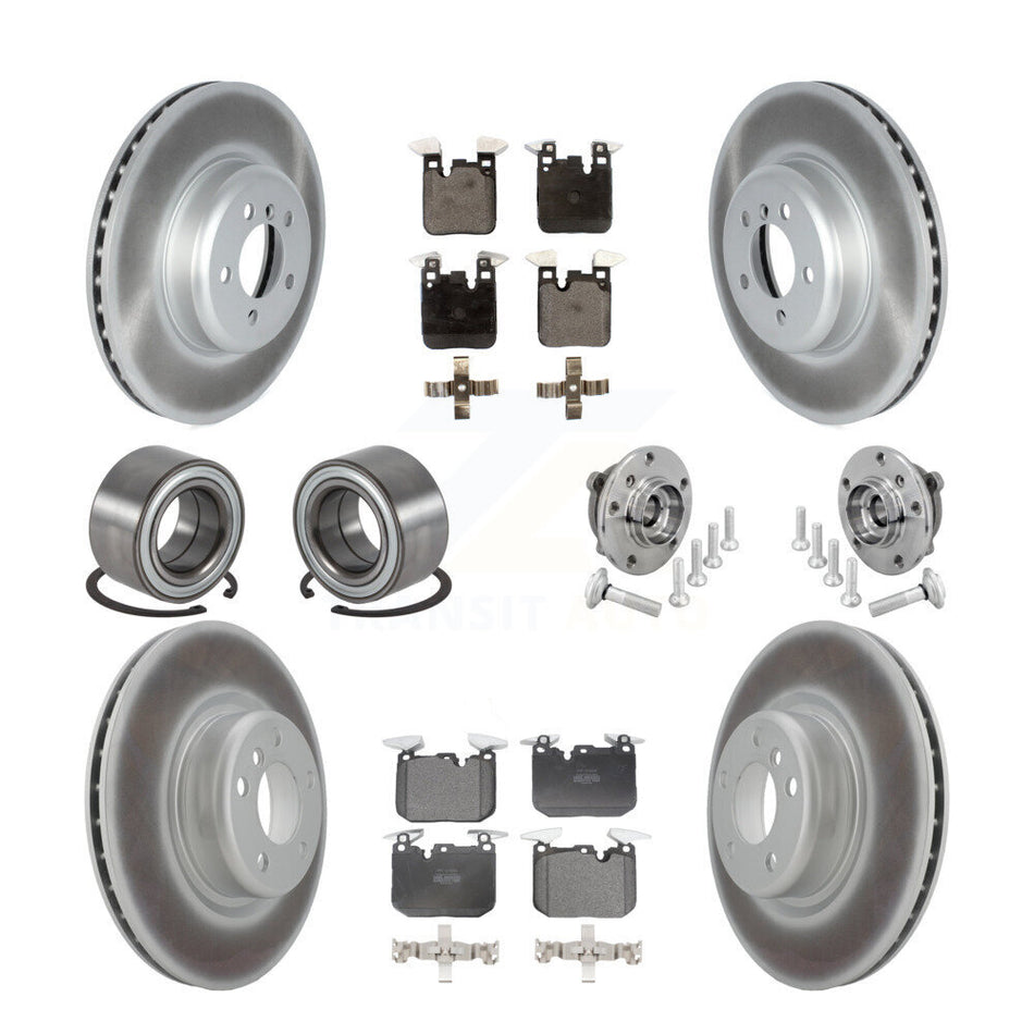 Front Rear Hub Bearing Coated Disc Brake Rotor & Pad Shoe Kit (10Pc) For BMW M240i xDrive KBB-133129