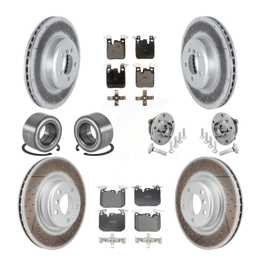 Front Rear Hub Bearing Coated Disc Brake Rotor & Pad Shoe Kit (10Pc) For BMW M240i xDrive KBB-133130