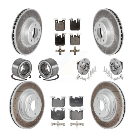 Front Rear Hub Bearing Coated Disc Brake Rotor & Pad Shoe Kit (10Pc) For BMW M240i xDrive KBB-133131