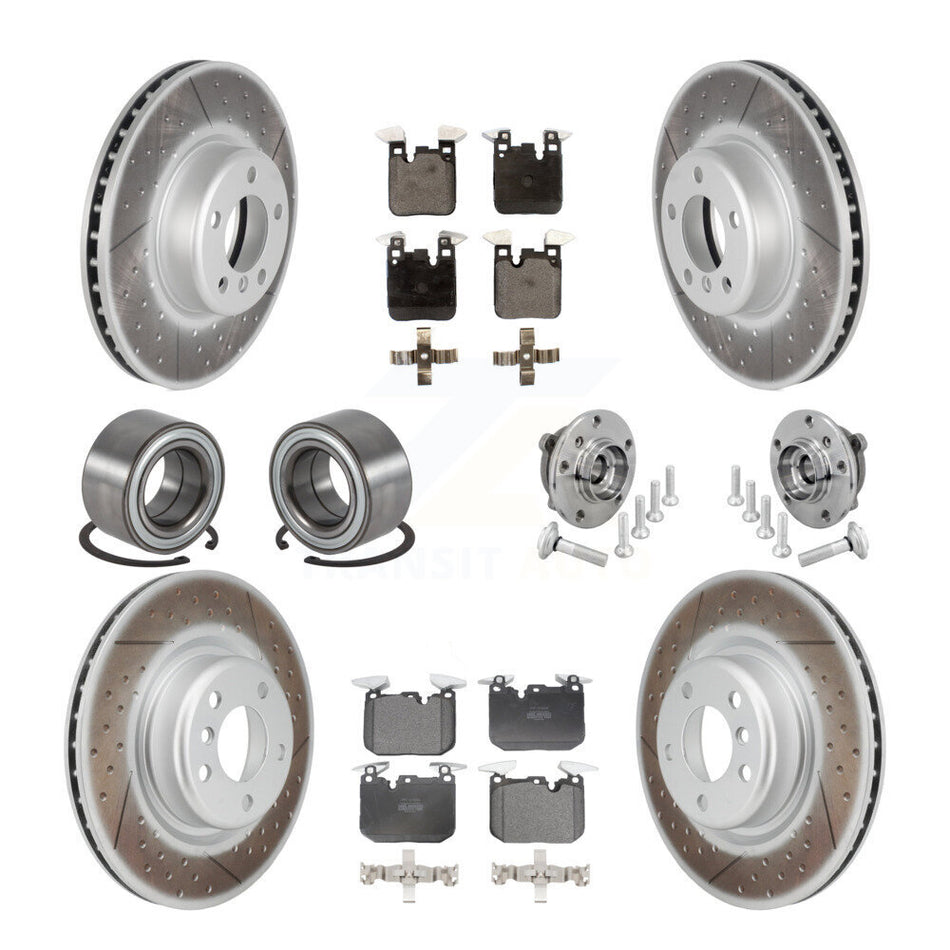 Front Rear Hub Bearing Coated Disc Brake Rotor & Pad Shoe Kit (10Pc) For BMW M240i xDrive KBB-133131
