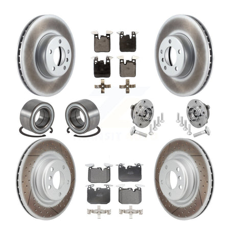 Front Rear Hub Bearing Coated Disc Brake Rotor & Pad Shoe Kit (10Pc) For BMW M240i xDrive KBB-133132