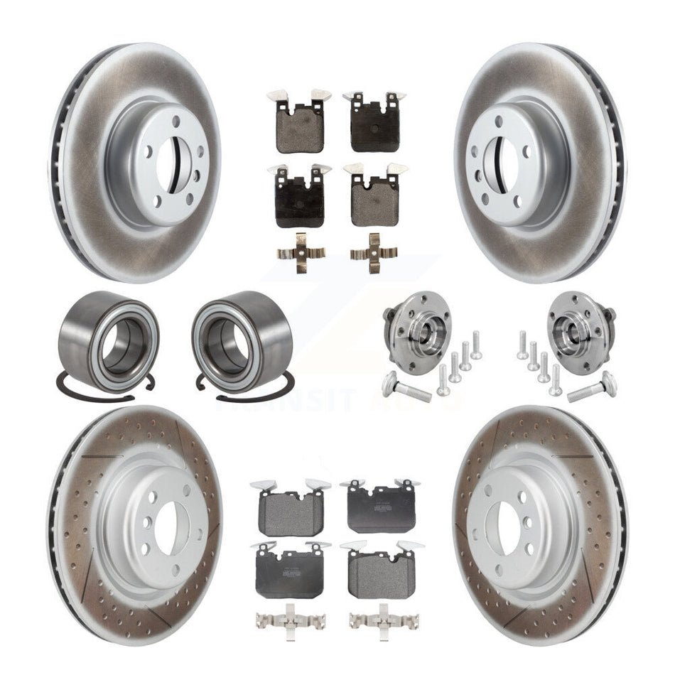 Front Rear Hub Bearing Coated Disc Brake Rotor & Pad Shoe Kit (10Pc) For BMW M240i xDrive KBB-133132