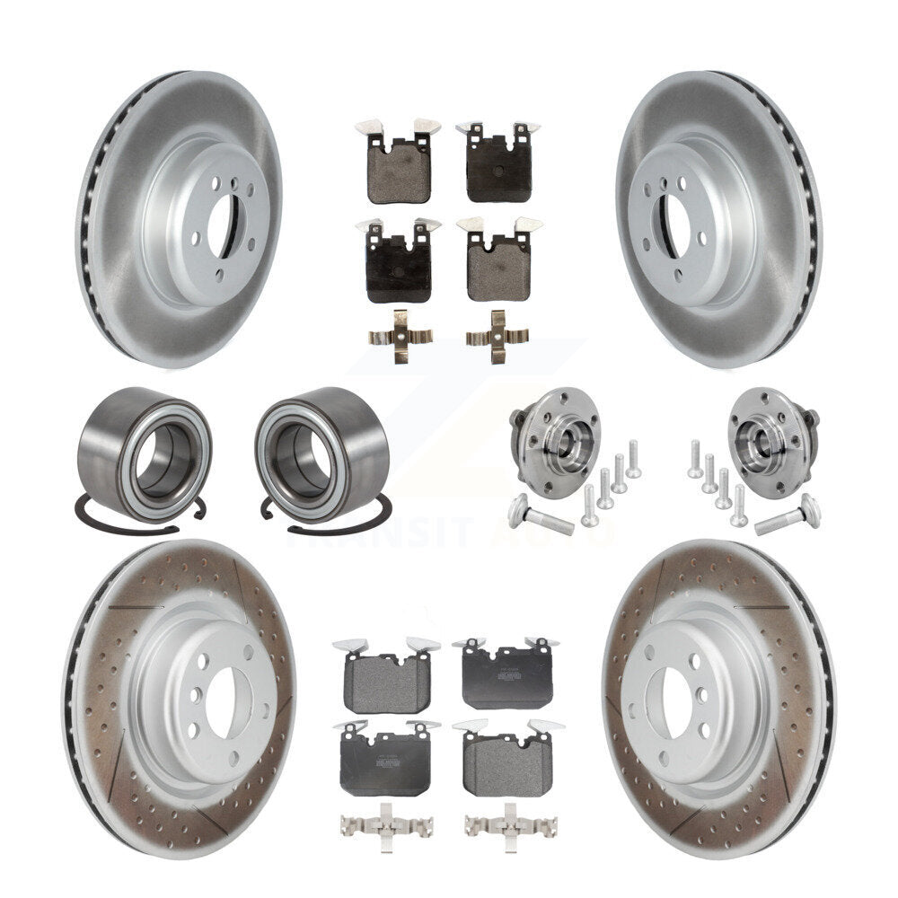 Front Rear Hub Bearing Coated Disc Brake Rotor & Pad Shoe Kit (10Pc) For BMW M240i xDrive KBB-133133