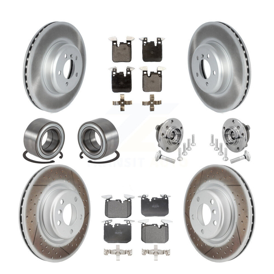 Front Rear Hub Bearing Coated Disc Brake Rotor & Pad Shoe Kit (10Pc) For BMW M240i xDrive KBB-133133