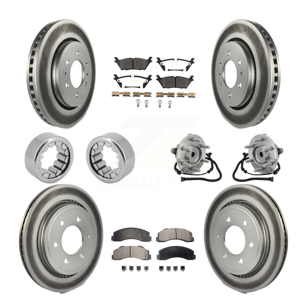 Front Rear Hub Bearing Coat Brake Rotor Pads Shoe Kit (10Pc) For 2015-2017 Ford F-150 RWD KBB-133135