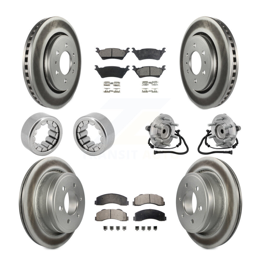 Front Rear Hub Bearing Coat Brake Rotor Pads Shoe Kit (10Pc) For 2015-2017 Ford F-150 RWD KBB-133136