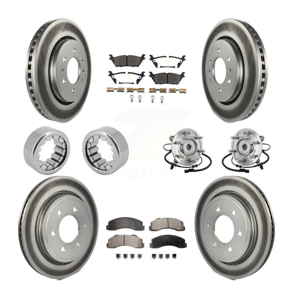 Front Rear Hub Bearings Coated Disc Brake Rotors And Pads Shoes Kit (10Pc) For Ford F-150 KBB-133137