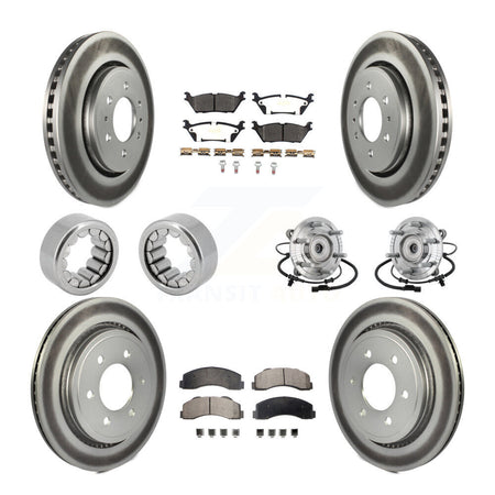 Front Rear Hub Bearings Coated Disc Brake Rotors And Pads Shoes Kit (10Pc) For Ford F-150 KBB-133137