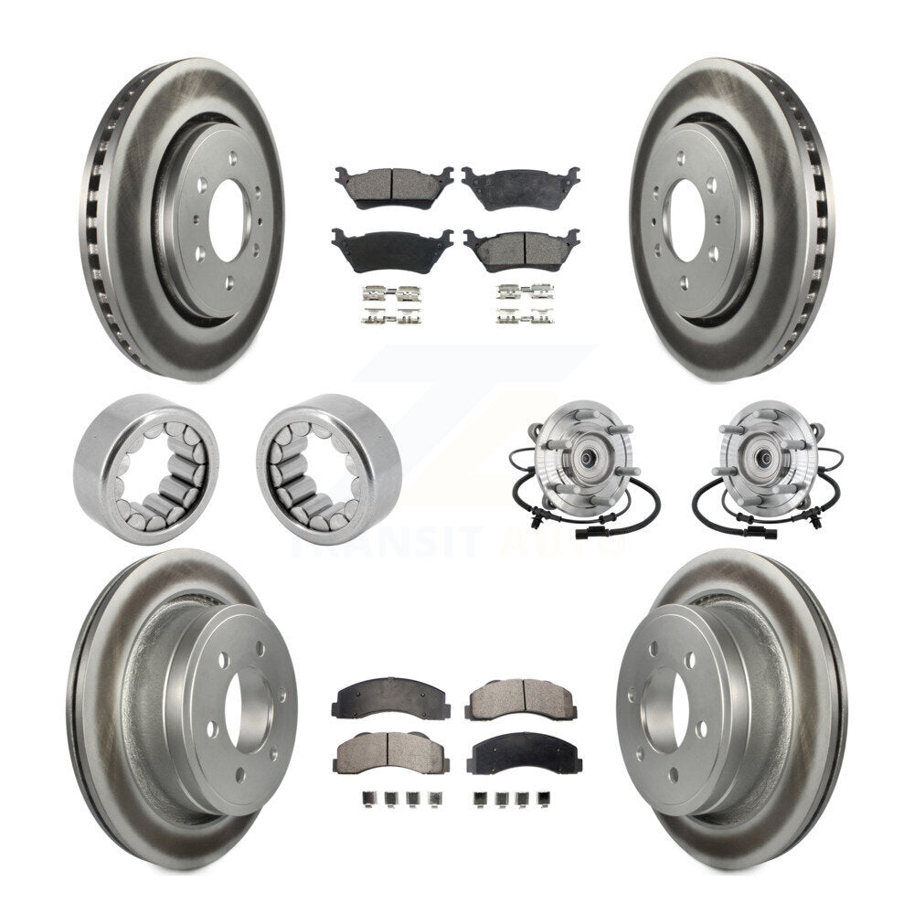 Front Rear Hub Bearings Coated Disc Brake Rotors And Pads Shoes Kit (10Pc) For Ford F-150 KBB-133138
