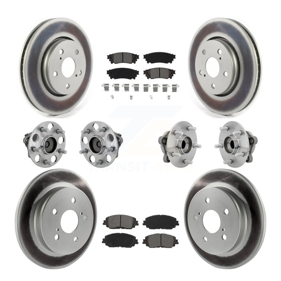 Front Rear Hub Bearings Coated Disc Brake Rotors And Pads Kit (10Pc) For Toyota C-HR KBB-133162