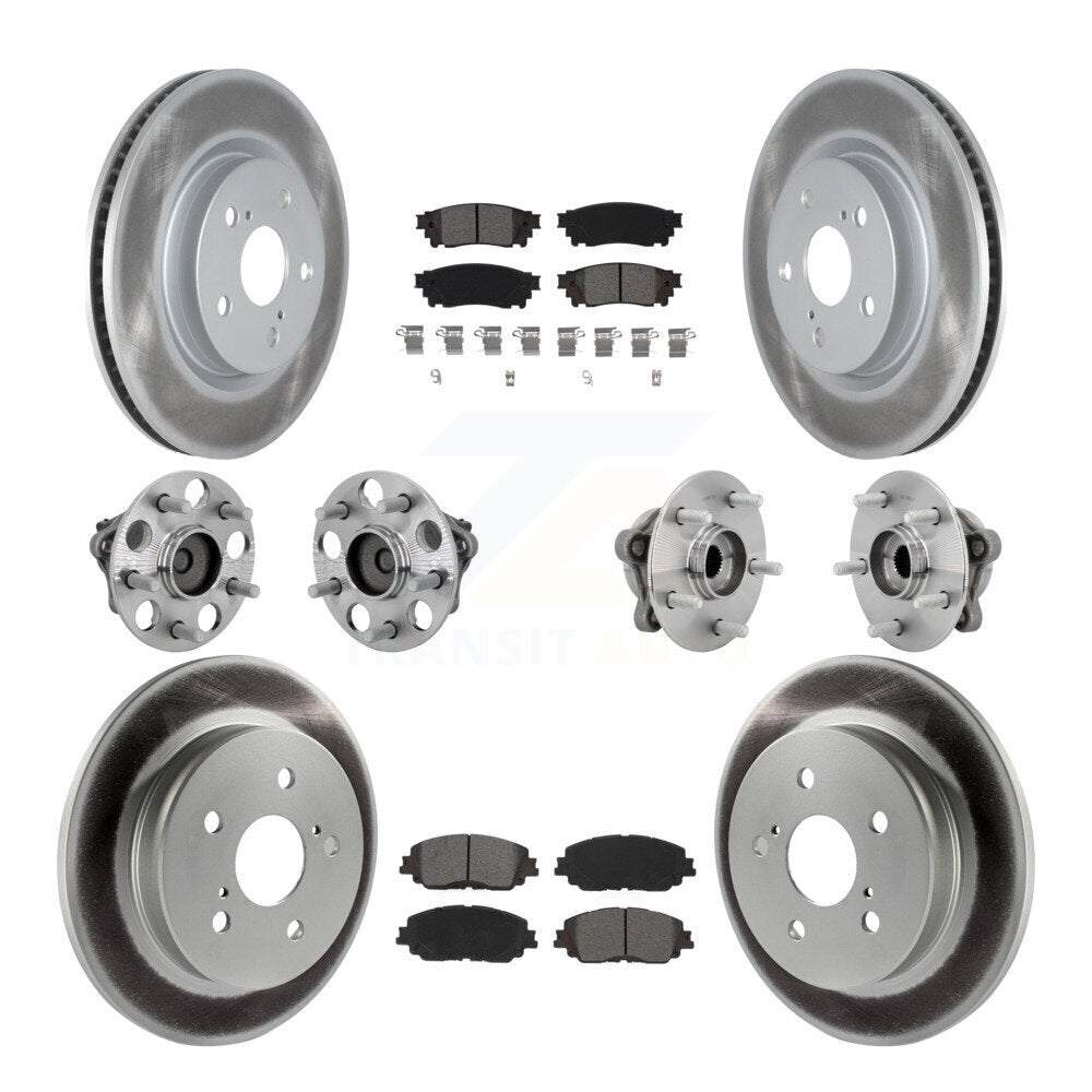 Front Rear Hub Bearings Coated Disc Brake Rotors And Pads Kit (10Pc) For Toyota C-HR KBB-133163