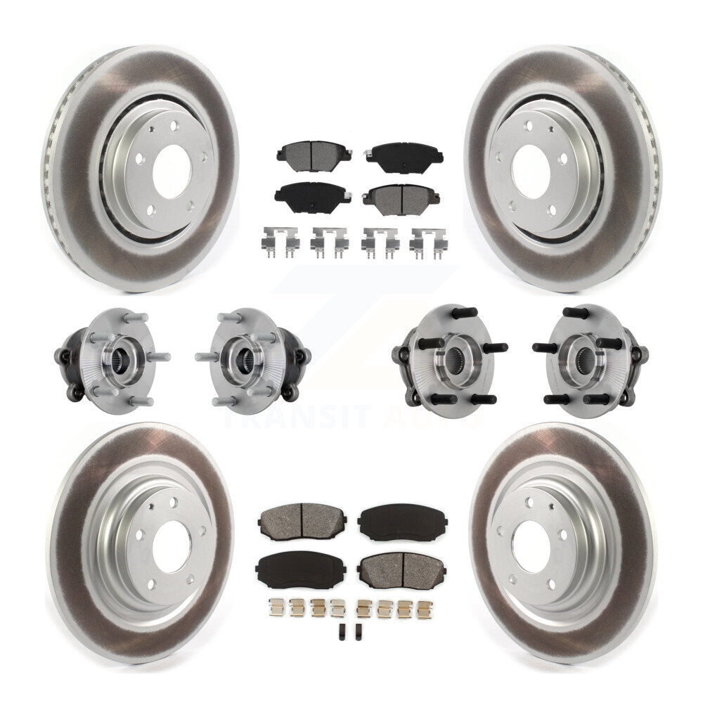 Front Rear Hub Bearing Coated Brake Rotor And Pad Kit (10Pc) For 2016-2023 Mazda CX-9 AWD KBB-133164