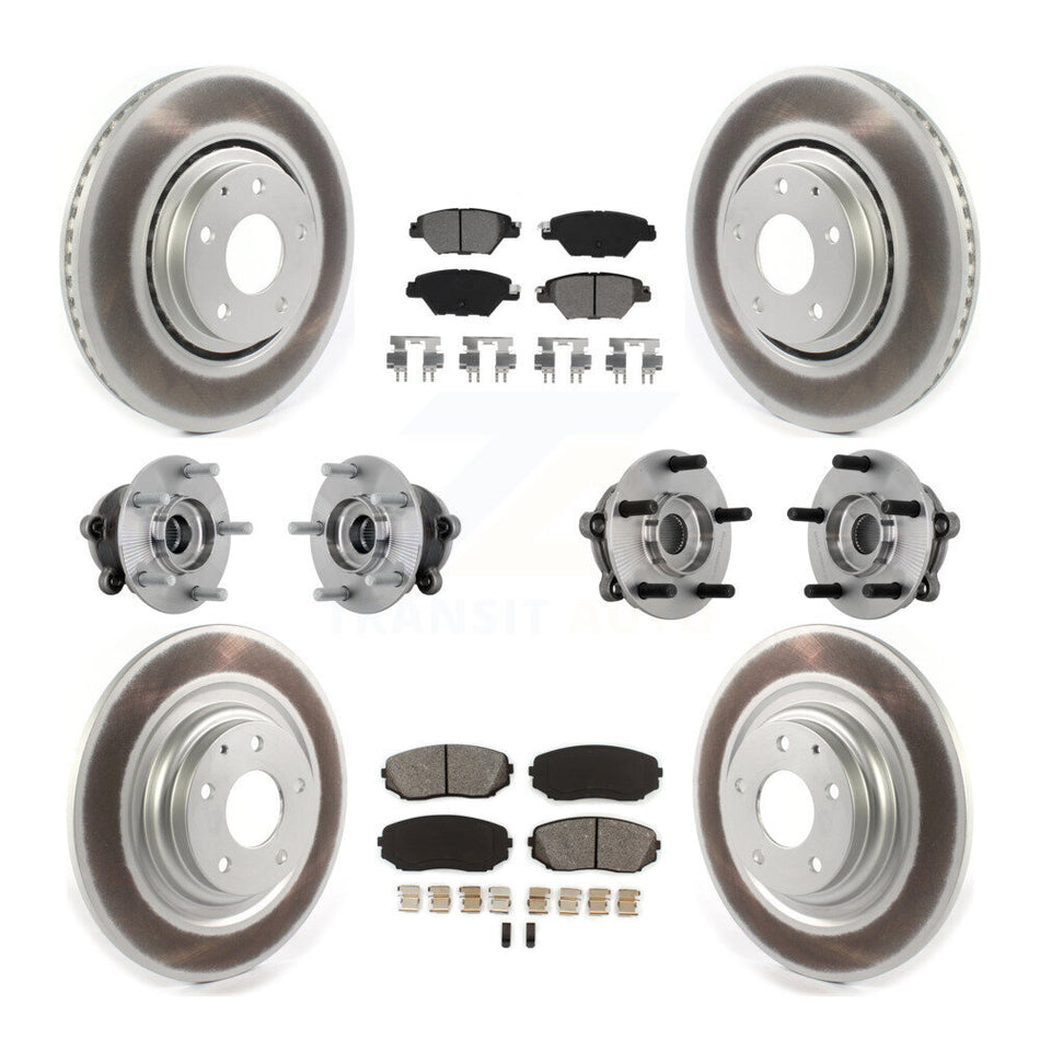 Front Rear Hub Bearing Coated Brake Rotor And Pad Kit (10Pc) For 2016-2023 Mazda CX-9 AWD KBB-133164