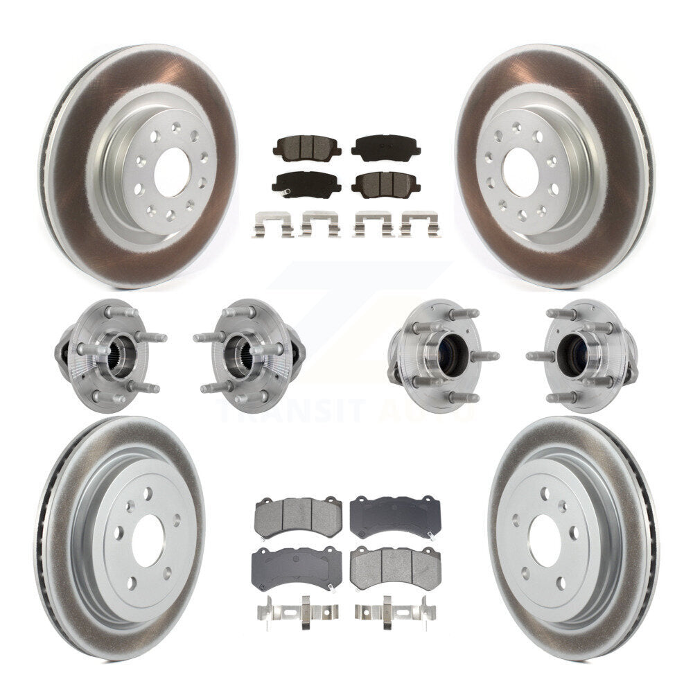 Front Rear Hub Bearings Coated Disc Brake Rotors And Pads Kit (10Pc) For Cadillac CTS KBB-133166