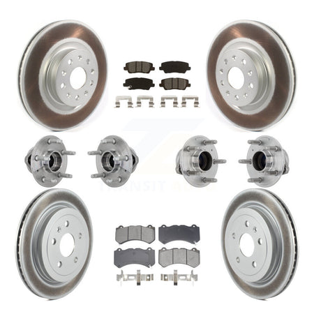 Front Rear Hub Bearings Coated Disc Brake Rotors And Pads Kit (10Pc) For Cadillac CTS KBB-133166