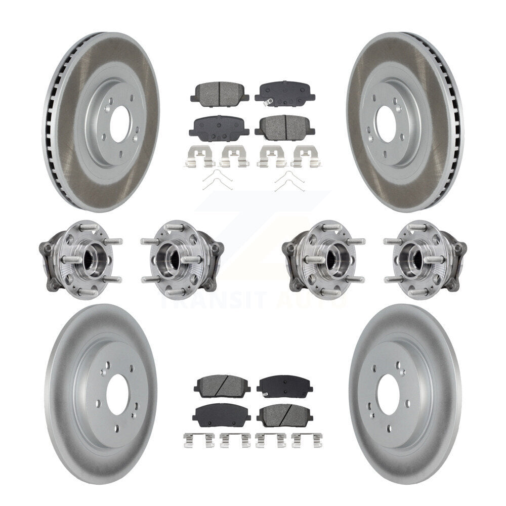 Front Rear Hub Bearing Coat Brake Rotor Pad Kit (10Pc) For Hyundai Palisade Kia Telluride KBB-133168