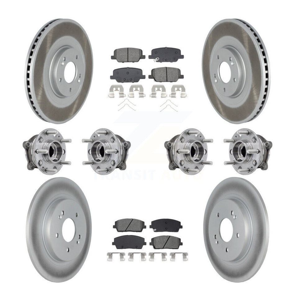 Front Rear Hub Bearing Coat Brake Rotor Pad Kit (10Pc) For Hyundai Palisade Kia Telluride KBB-133168