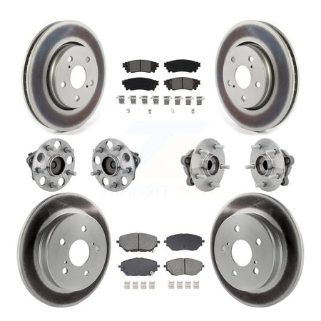 Front Rear Hub Bearings Coated Disc Brake Rotors And Pads Kit (10Pc) For Toyota C-HR KBB-133169