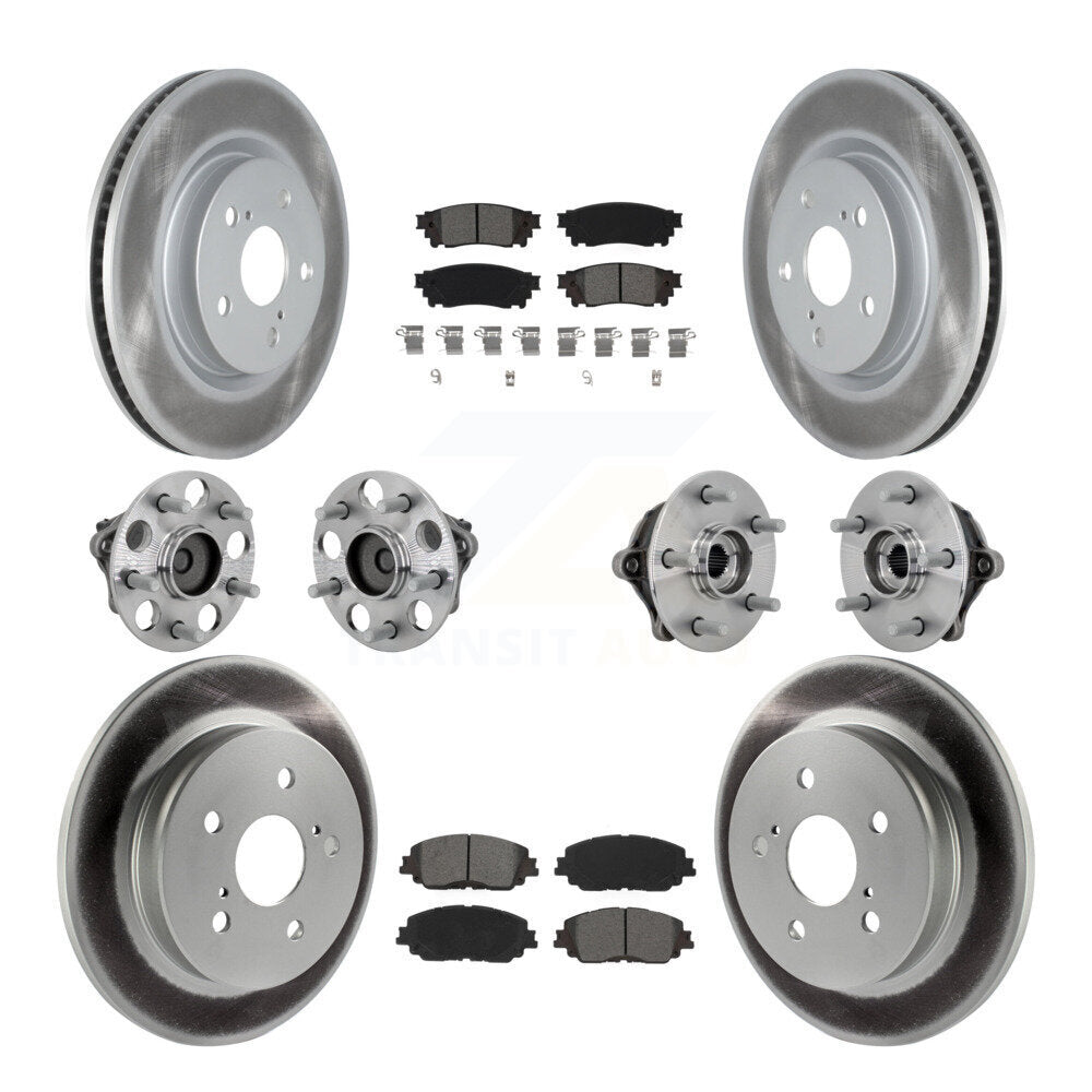 Front Rear Hub Bearings Coated Disc Brake Rotors And Pads Kit (10Pc) For Toyota RAV4 KBB-133170