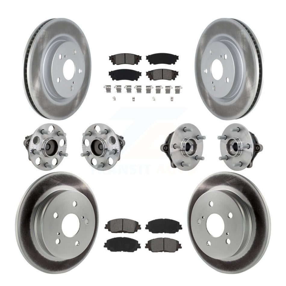 Front Rear Hub Bearings Coated Disc Brake Rotors And Pads Kit (10Pc) For Toyota RAV4 KBB-133170