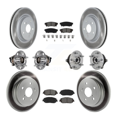 Front Rear Hub Bearings Coated Disc Brake Rotors And Pads Kit (10Pc) For Toyota RAV4 KBB-133172