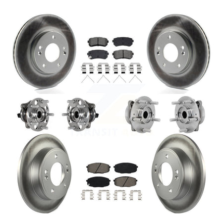 Front Rear Hub Bearings Coated Disc Brake Rotors And Pads Kit (10Pc) For Hyundai Kona KBB-133178