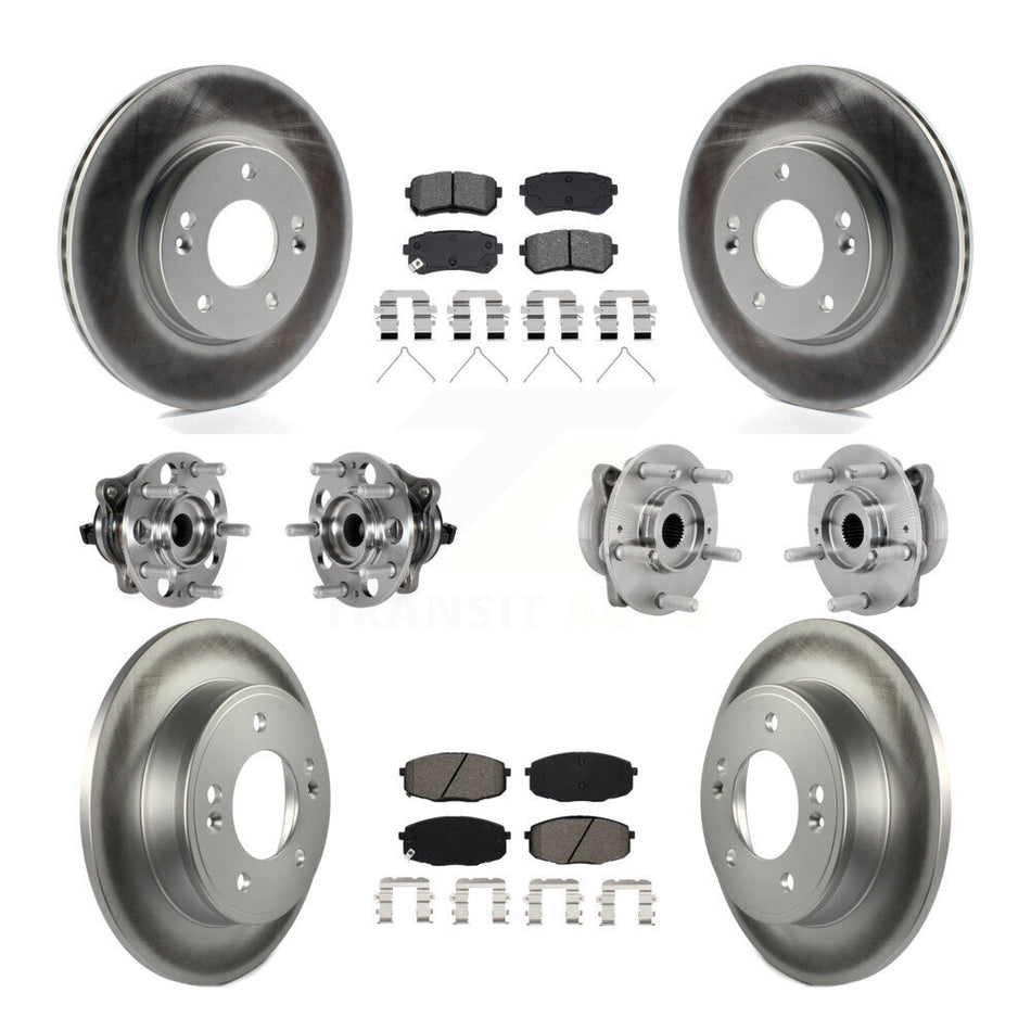 Front Rear Hub Bearings Coated Disc Brake Rotors And Pads Kit (10Pc) For Hyundai Kona KBB-133178