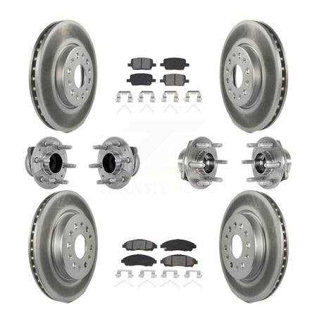 Front Rear Hub Bearing Coat Brake Rotor Pads Kit (10Pc) For Chevrolet Traverse GMC Acadia KBB-133182